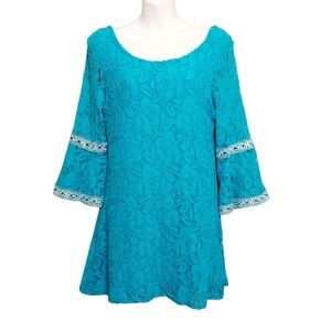 🔵BOGO FREE🔵 L & B Lace Dress Teal Western Cowgirl Sz M